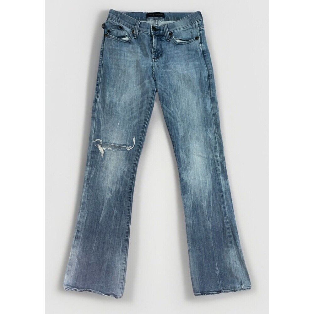 Vintage✨Rock & Republic Denim Jeans 6M Blue Distressed Straight Bootcut Kasandra